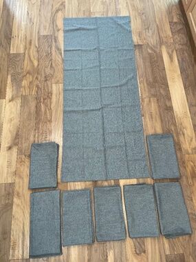 Set of 8 Grey Woven Curtain Panels